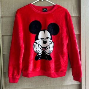 Disney Mickey Mouse velour sweatshirt RED. Soft Sz S